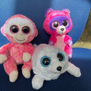 Set of 3 Ty Beanie Boos - Iceberg, Roxy & Ruby - 7 Inches